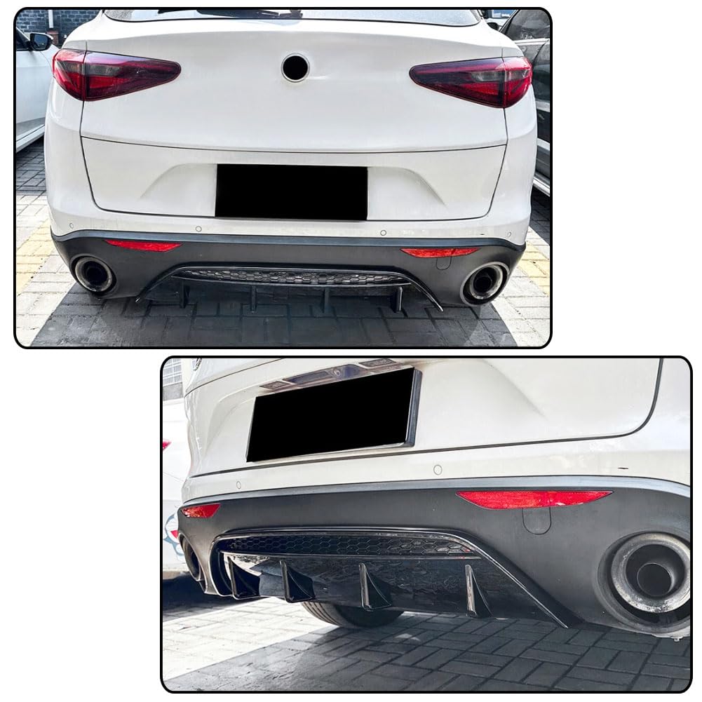Gloss Black Rear Diffuser for Alfa Romeo Stelvio Sport Utility 2017-2023 ABS Lower Bumper Lip Spoiler Body Kit Factory Outlet