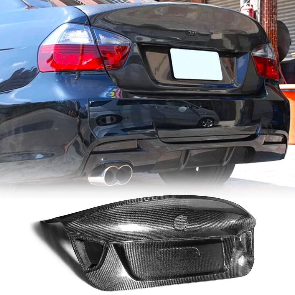 Carbon Fiber Rear Trunk Lid Cover Spoiler Compatible with BMW 3 Series E90 325i 330i 2005-2008