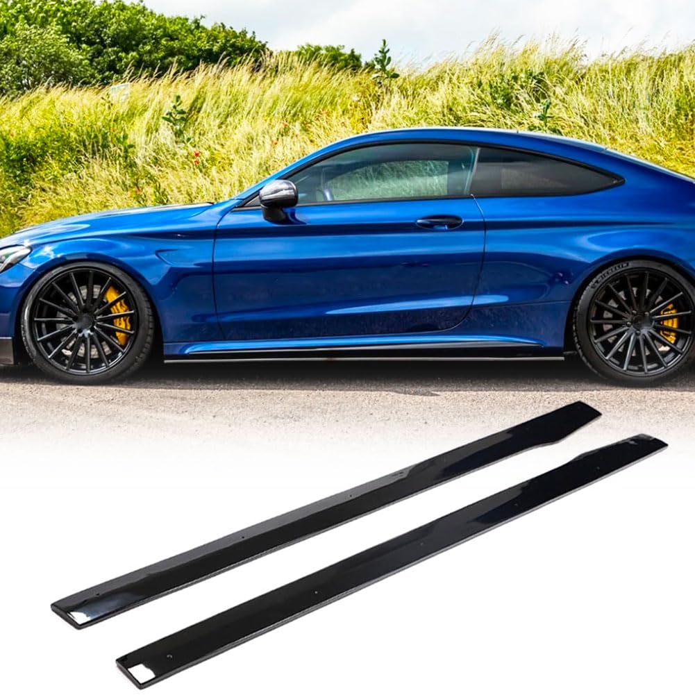 Gloss Black Side Skirts Compatible with Mercedes Benz C-Class W205 C205 2015-2018 A205 C300 C400 Sport C43 C63 AMG 2Door 4Doo