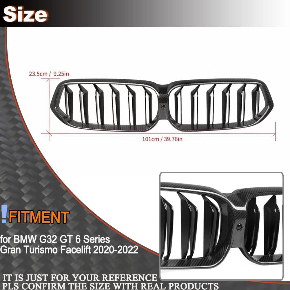 Dry Carbon Fiber Front Grille for BMW G32 GT 6 Series Gran Turismo Facelift 2020-2022 Replacement style Auto Bumper Kidney Gr