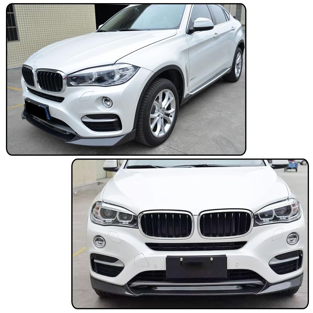 Gloss Black Front Bumper Lip for BMW F16 X6 Standard Bumper 2014-2018 Fiberglass Front Chin Spoiler Splitter Protector (3PCS)