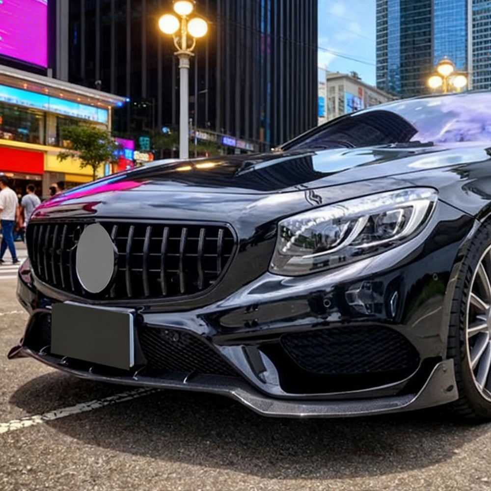 B Style Carbon Fiber Front Lip For Mercedes Benz S-Class C217 Pre-Facelift 2014-2017