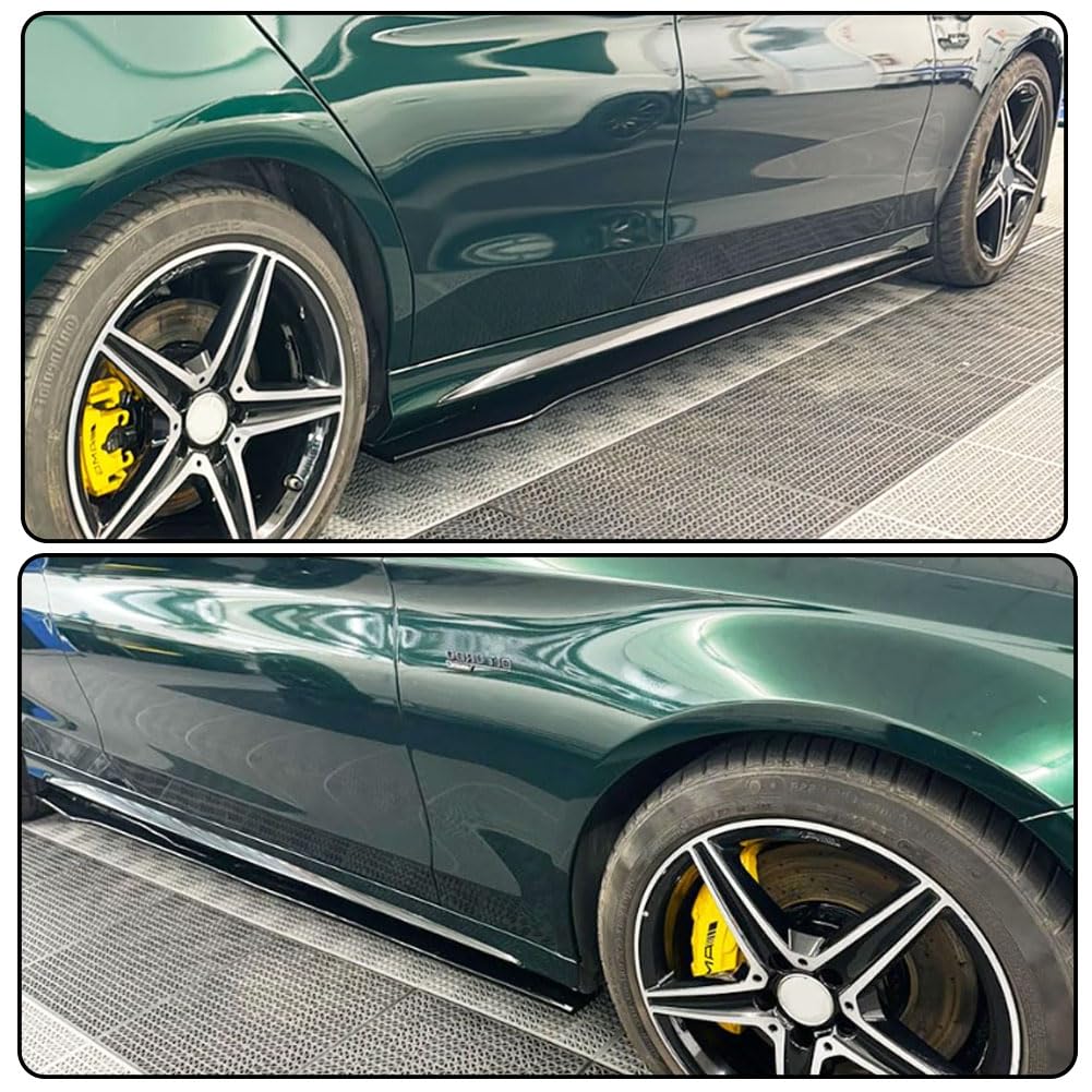 Gloss Black Side Skirts Compatible with Mercedes Benz C-Class W205 C205 2015-2018 A205 C300 C400 Sport C43 C63 AMG 2Door 4Doo