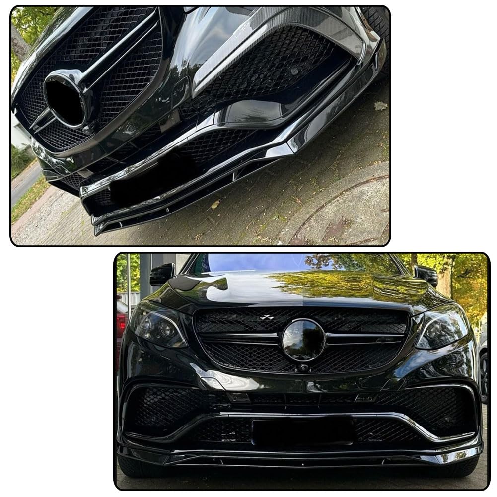 Gloss Black Front Bumper Lip for Benz GLE63 AMG 2015-2018 | MCARCAR KIT For Mercedes Fiberglass AMG Sport Utility Front Chin 