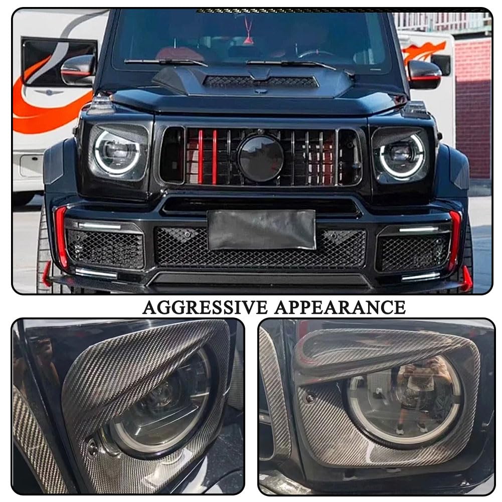Carbon Fiber Headlight Eyelid Covers for Mercedes Benz G-Class W464 G500 G63 AMG 2019-2024 Front Headlamp Eyebrows Eyelid Dec