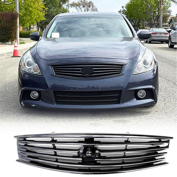 Gloss Black Front Bumper Grille Grill Compatible with Infiniti G37 2 Door Coupe 2009-2013/Q60 2-Door Coupe 2014-2015 Front Ki