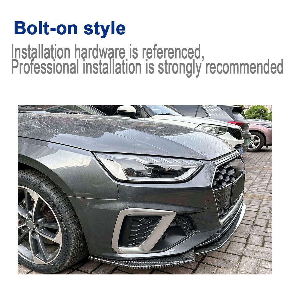 A4 Carbon Look 1pc/Set Front Lip for 2020-2024 Audi A4 B9.5 S-Line | ABS Integrated Lower Chin Spoiler Splitter Compatible wi