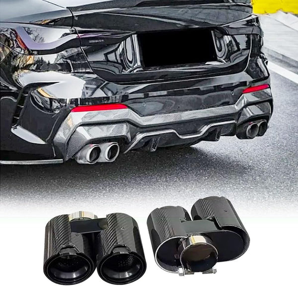 Carbon Fiber Exhaust Pipe Fits for BMW G22 G26 425i 430i 2022-2024 Stainless Steel Rear Exhaust Muffler Pipes Tip Four Outlet