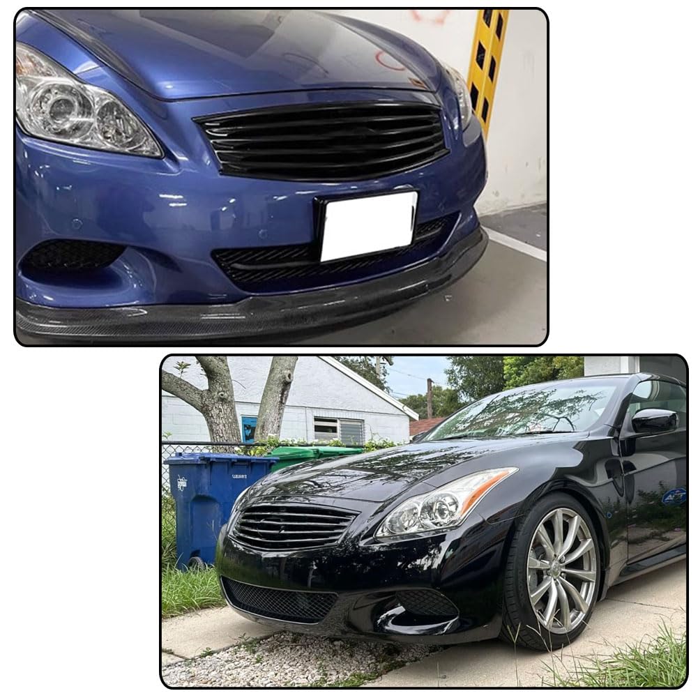 Gloss Black Front Bumper Grille Grill Compatible with Infiniti G37 2 Door Coupe 2009-2013/Q60 2-Door Coupe 2014-2015 Front Ki