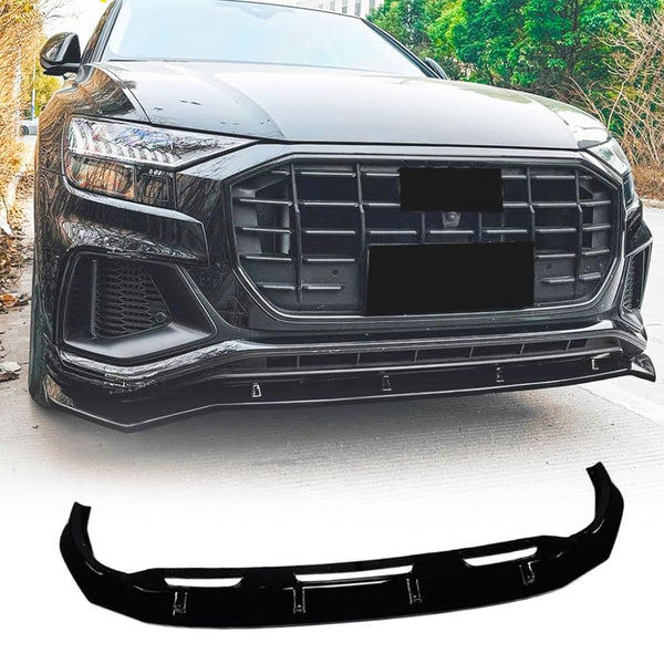 Gloss Black Front Lip for Audi Q8 SQ8 Sline Sport Utility 4-Door 2019-2023 | ABS Plastic Front Chin Spoiler Splitter Protecto