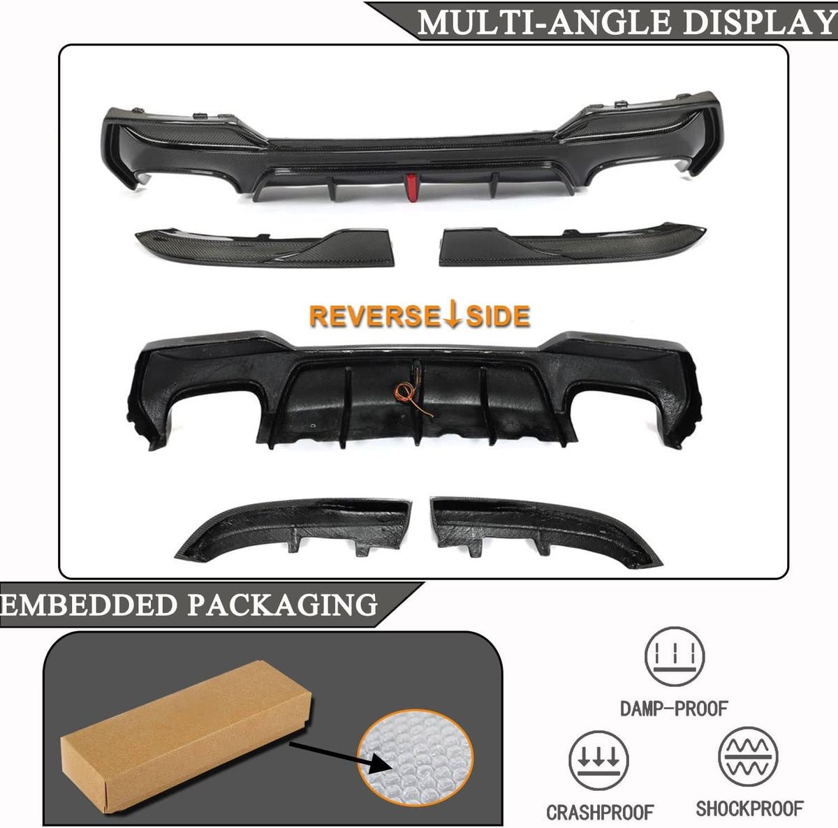 G22 Carbon Fiber Rear Diffuser Compatible with BMW 4 Series G22 G23 430i M440i 2021-2026 Lower Bumper Lip Spoiler Body Kit(wi