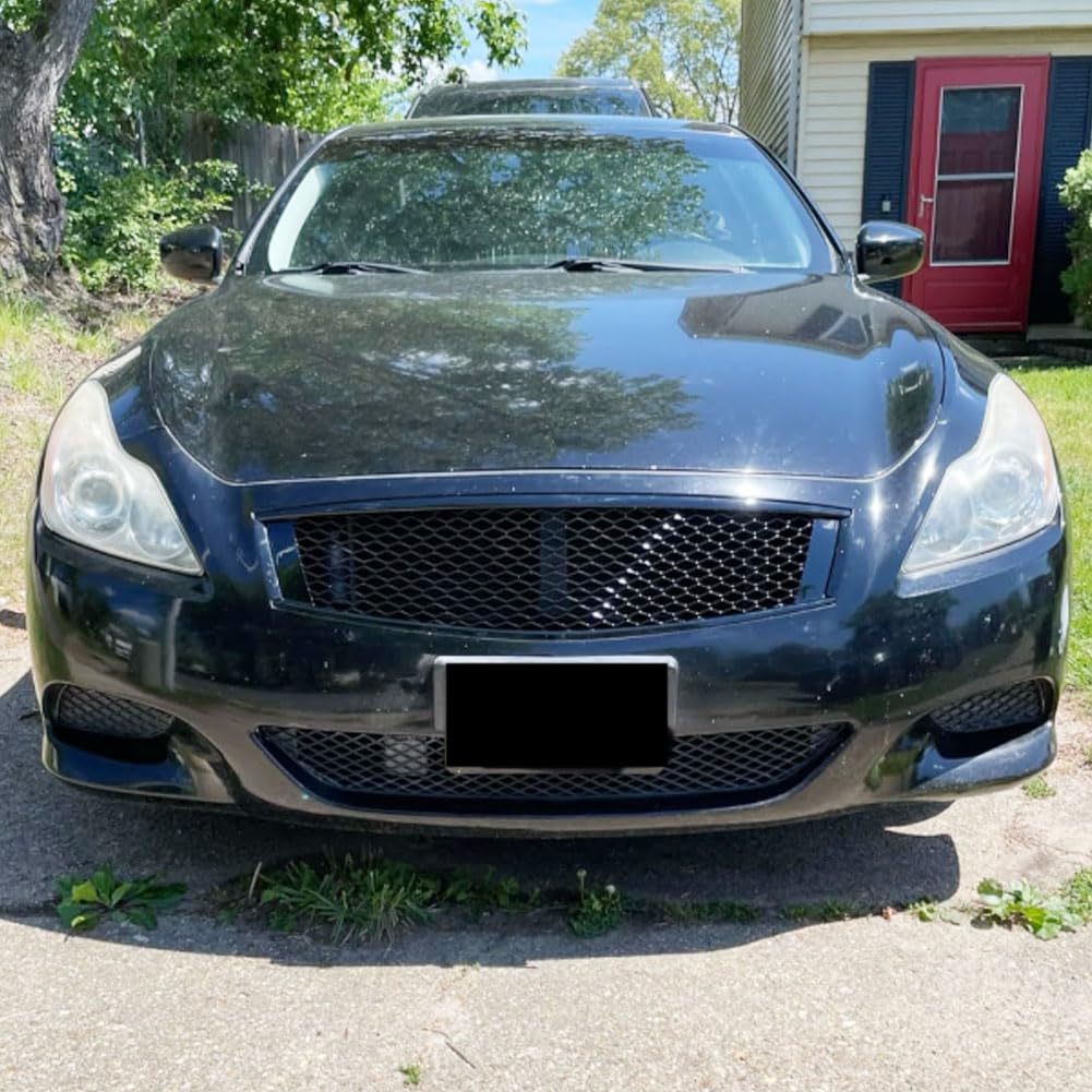 MCARCAR KITGloss Black Front Hood Grill Grille Cover Compatible with Infiniti G37 2008-2013 Coupe 2Door Replacement Conversio