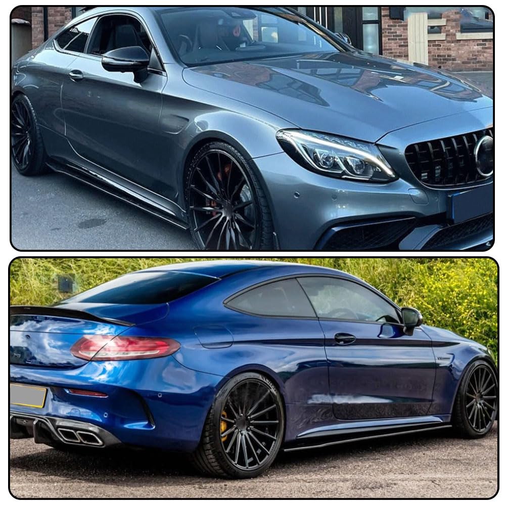 Gloss Black Side Skirts Compatible with Mercedes Benz C-Class W205 C205 2015-2018 A205 C300 C400 Sport C43 C63 AMG 2Door 4Doo