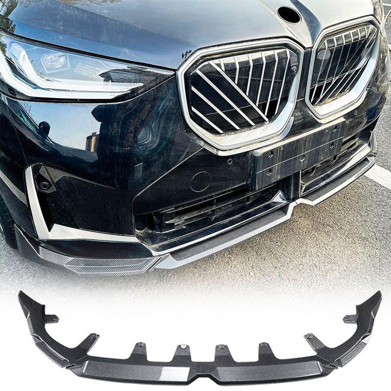 Carbon Look Front Lip Spoiler Compatible with BMW X3 G45 2025+ Sport Utility 4-Door ABS Car Front Bumper Lower Spoiler Lip Sp