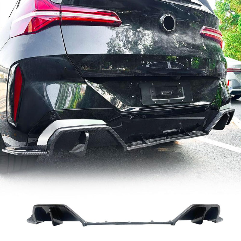 Carbon Pattern Rear Bumper Diffuser Compatible with BMW X3 G45 G48 M Sport 2025 2026 ABS Lower Bumper Lip Spoiler Body Kit Fa
