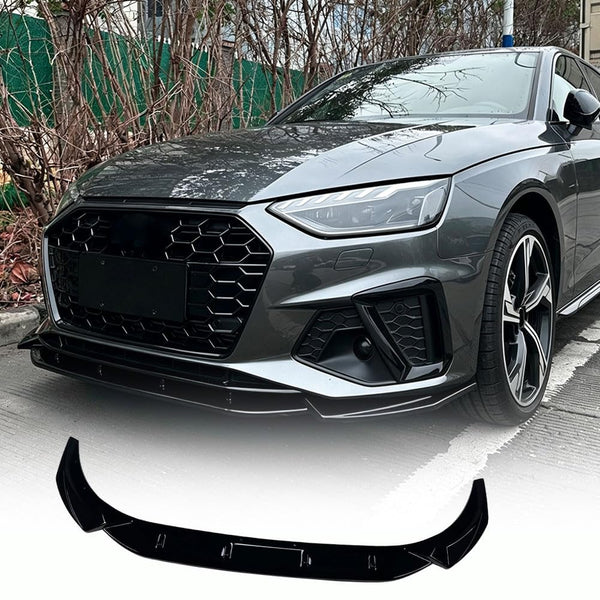 A4 Front Bumper Lip 1pc/Set for 2020-2024 Audi A4 B9.5 S-Line Sedan 4-Door | Integrated Lower Chin Spoiler Splitter Compatibl