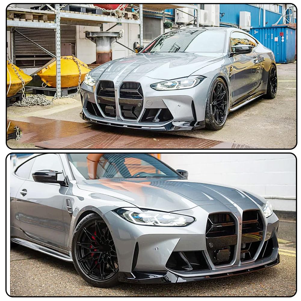 Gloss Black Front Lip Spoiler Compatible with BMW G80 G81 M3 G82 G83 M4 2021-2026 ABS Car Front Splitters Body Kit Trim Prote