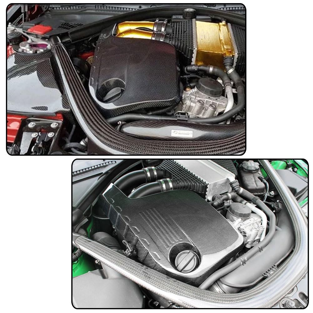 M4 Carbon Fiber Engine Cover Trim Compatible with BMW F80 M3 F82 F83 M4 2014-2019 Car Auto Hood Bonnet Protector Cap