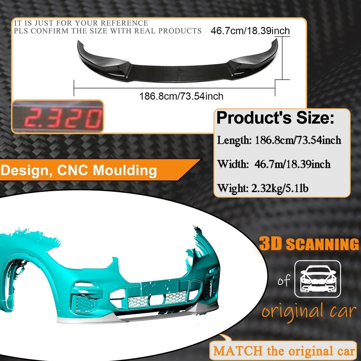 X5 Carbon Fiber Front Lip Compatible with BMW X5 G05 M Sport 2019-2022 Front Splitter, UV-Resistant High-Gloss Finish, Lightw