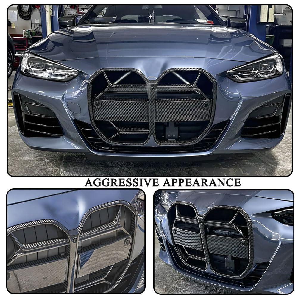 Dry Carbon Fiber Front Bumper Grille for BMW G22 G23 430i Coupe Convertible 2Door 2021-2023 Auto Racing Grid Front Kidney Gri