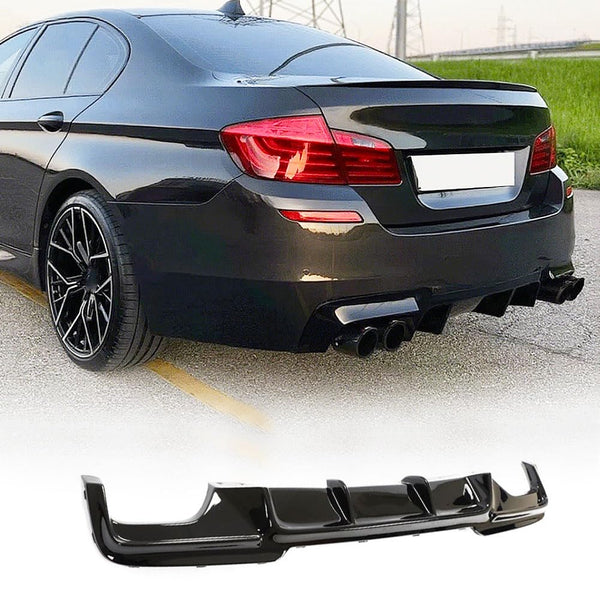 Matte Black Rear Diffuser for BMW 5 Series F10 2012-2016 520i 523i 528i 530i 535i 550i M Sport Sedan Fiberglass Rear Lower Bu