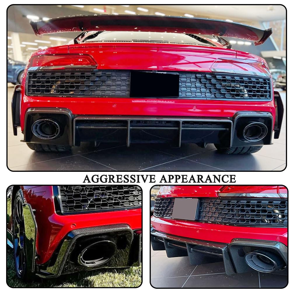 Dry Carbon Fiber Rear Bumper Diffuser for Audi R8 V10 2-Door 2022-2024 | Coupe Convertible Lower Spoiler Bumper Guard Body Ki