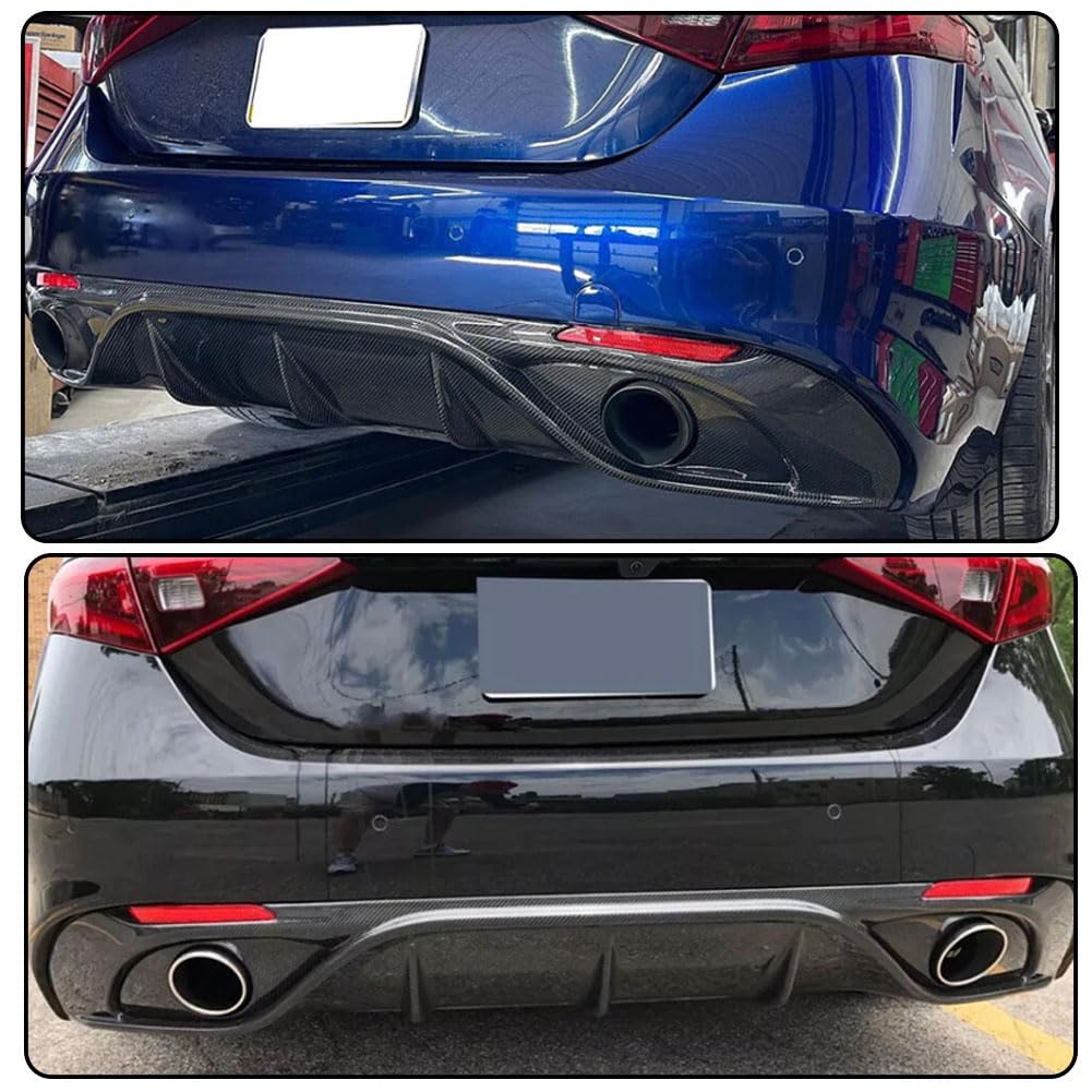Carbon Fiber Rear Diffuser Compatible with Alfa Romeo Giulia Sport Sedan 2015-2020 Lower Bumper Lip Spoiler Body Kit Factory 