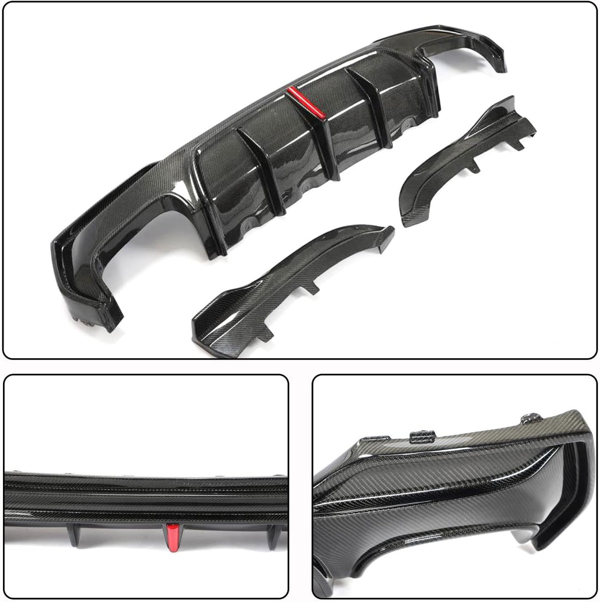 G22 Carbon Fiber Rear Diffuser Compatible with BMW 4 Series G22 G23 430i M440i 2021-2026 Lower Bumper Lip Spoiler Body Kit(wi