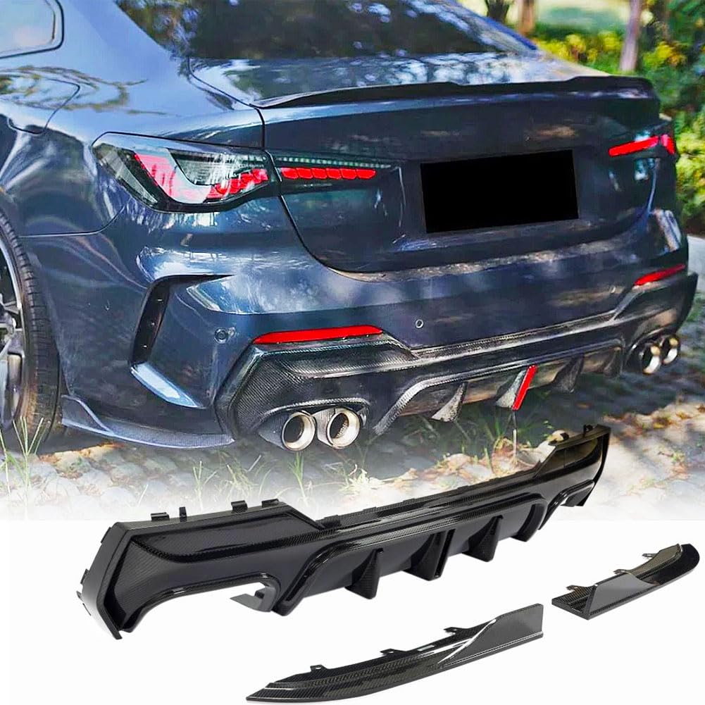 G22 Carbon Fiber Rear Diffuser Compatible with BMW 4 Series G22 G23 430i M440i 2021-2026 Lower Bumper Lip Spoiler Body Kit(wi
