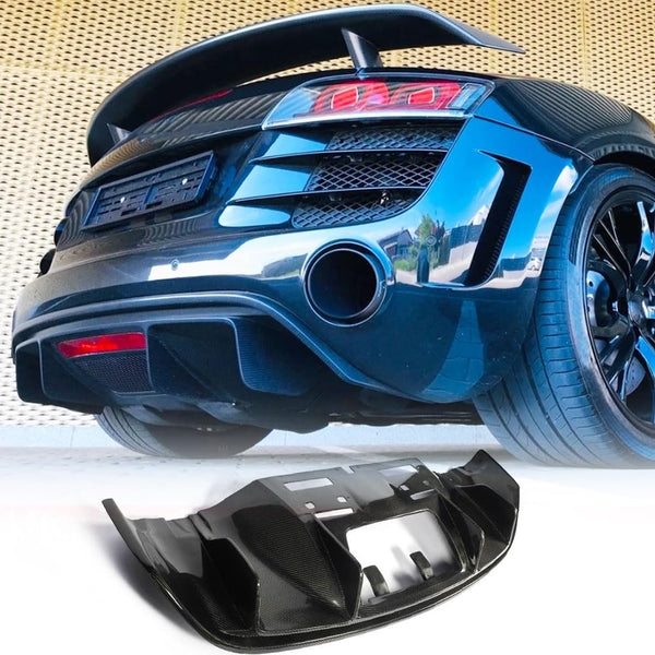 Carbon Fiber Rear Diffuser Compatible with Audi R8 V8 V10 GT Coupe &Convertible 2-Door 2010-2015 Low Bumper Lip Spoiler Light