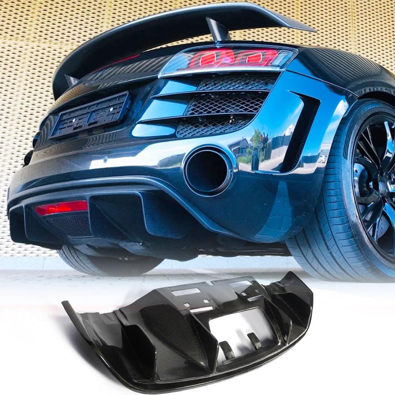 Carbon Fiber Rear Diffuser Compatible with Audi R8 V8 V10 GT Coupe &Convertible 2-Door 2010-2015 Low Bumper Lip Spoiler Light