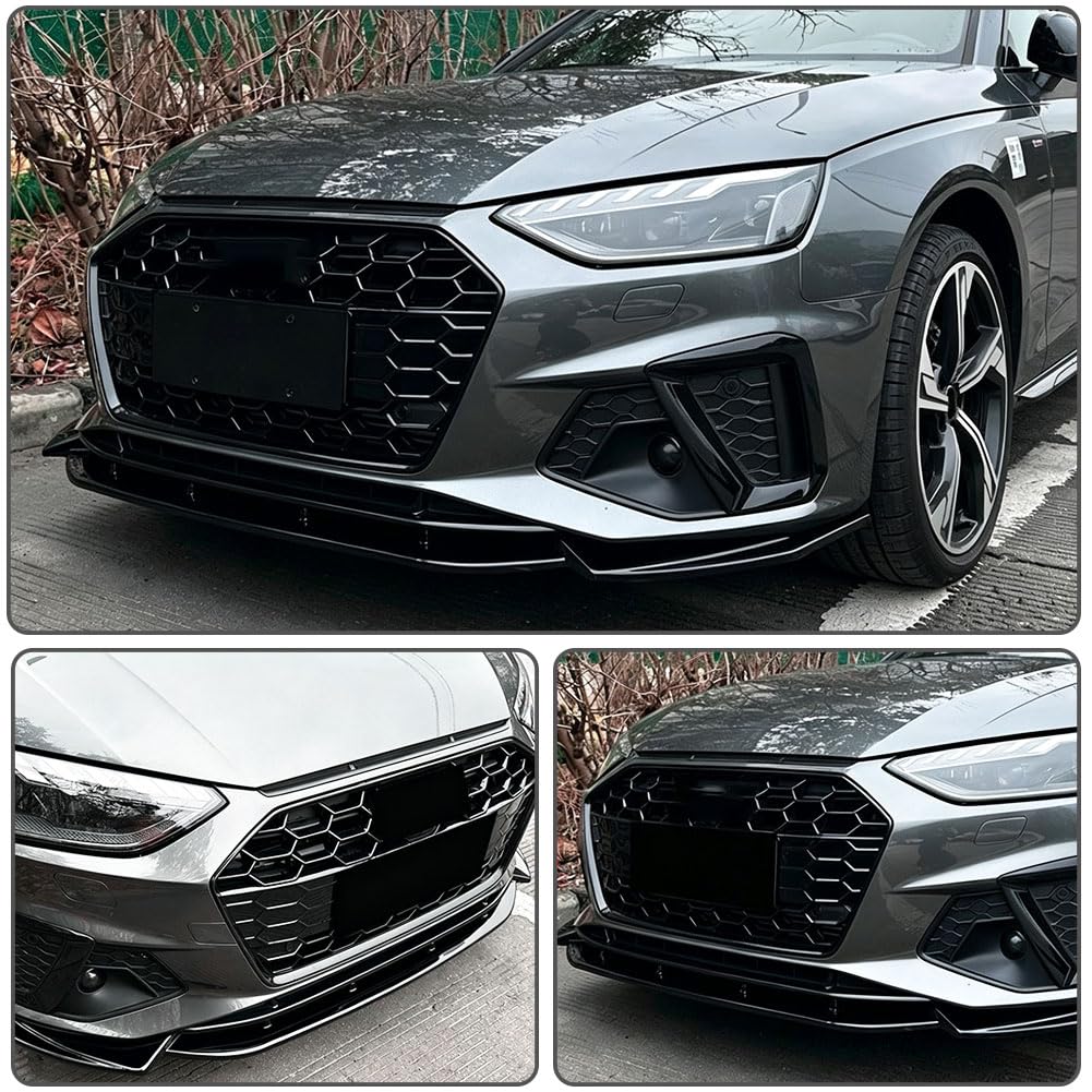 A4 Front Bumper Lip 1pc/Set for 2020-2024 Audi A4 B9.5 S-Line Sedan 4-Door | Integrated Lower Chin Spoiler Splitter Compatibl