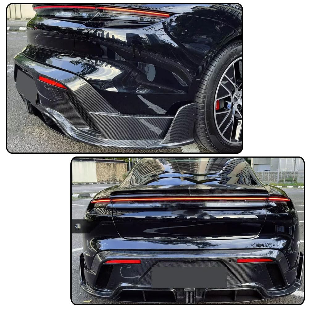 Carbon Fiber Rear Diffuser Compatible with Porsche Taycan Turbo S Sedan 4-Door 2019-2024 Auto Rear Lower Bumper Lip Spoiler B