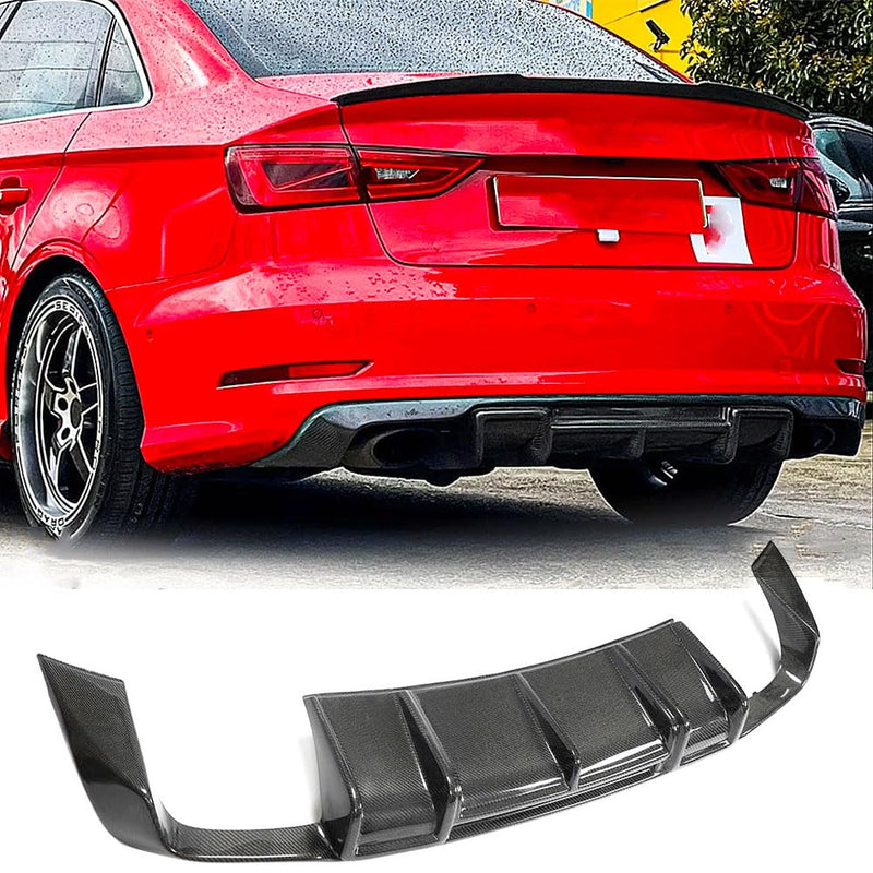 S3 Carbon Fiber Rear Diffuser for Audi A3 Sline S3 Sedan 2013-2016 | Lower Bumper Lip Spoiler Body Kit Factory Outlet(Not for
