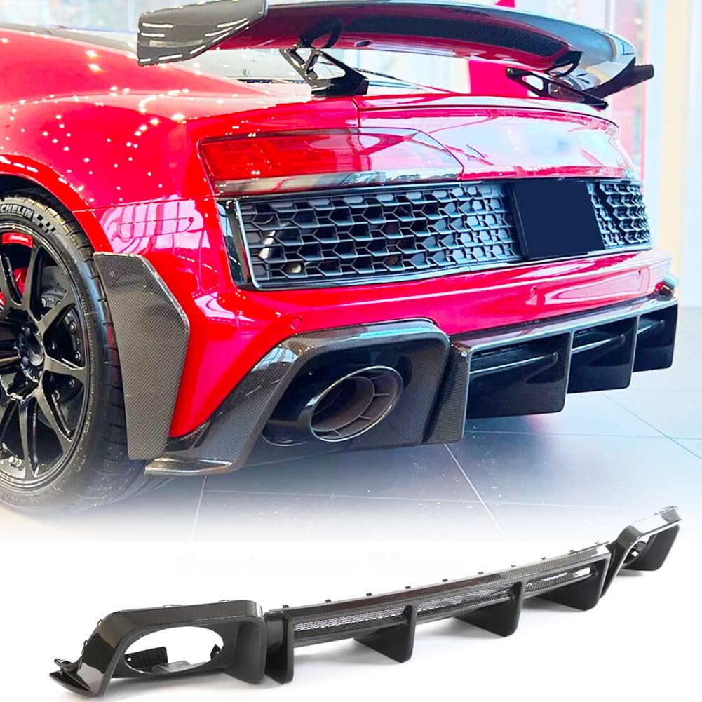 Dry Carbon Fiber Rear Bumper Diffuser for Audi R8 V10 2-Door 2022-2024 | Coupe Convertible Lower Spoiler Bumper Guard Body Ki