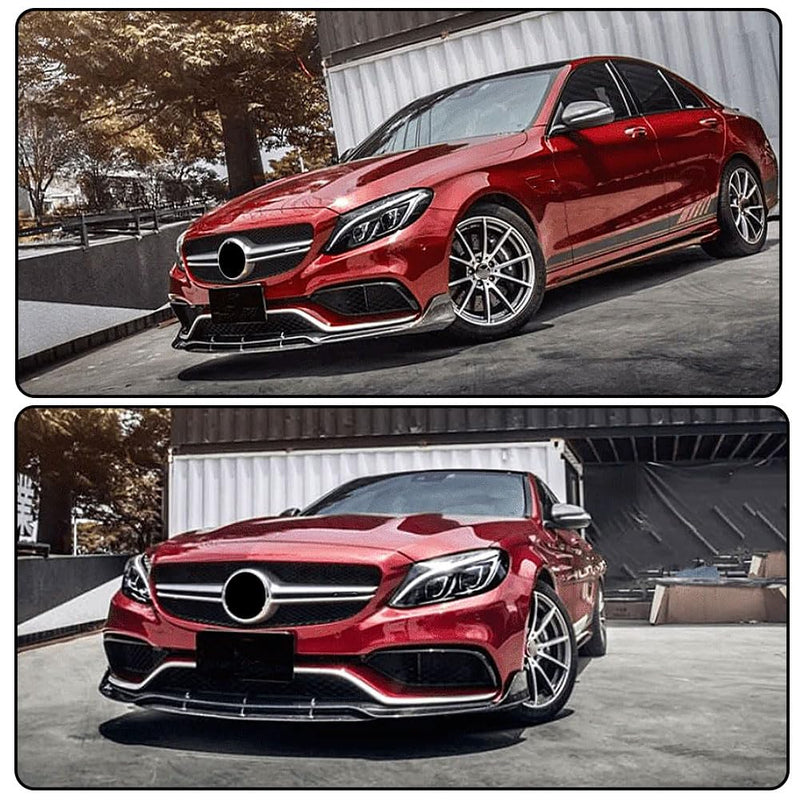 Real Carbon Fiber Front Lip for Mercedes Benz C Class W205 C63 AMG Sedan 2015-2019 Front Bumper Lip Chin Spoiler Splitter Pro