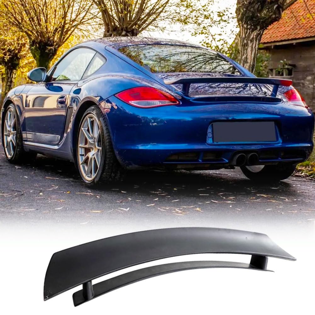 Matte Black Rear Trunk Spoiler Compatible with Porsche 987 Cayman Base S Coupe 2-Door 2005-2012 Fiberglass Auto Car Rear Boot