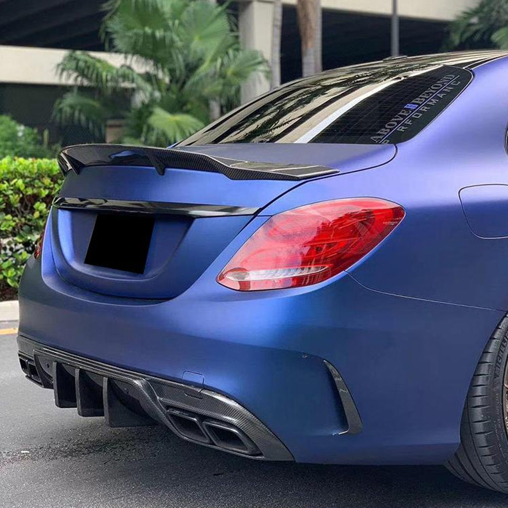 Mercedes-Benz C‑Class W205 Carbon Fiber Trunk Spoiler-installed spoiler on trunk