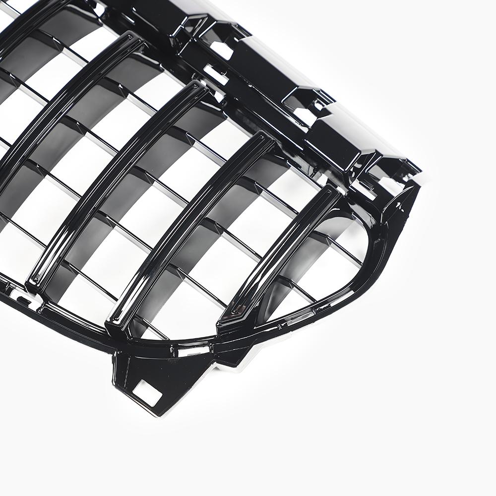Benz c117 gloss black front bumper grille close up