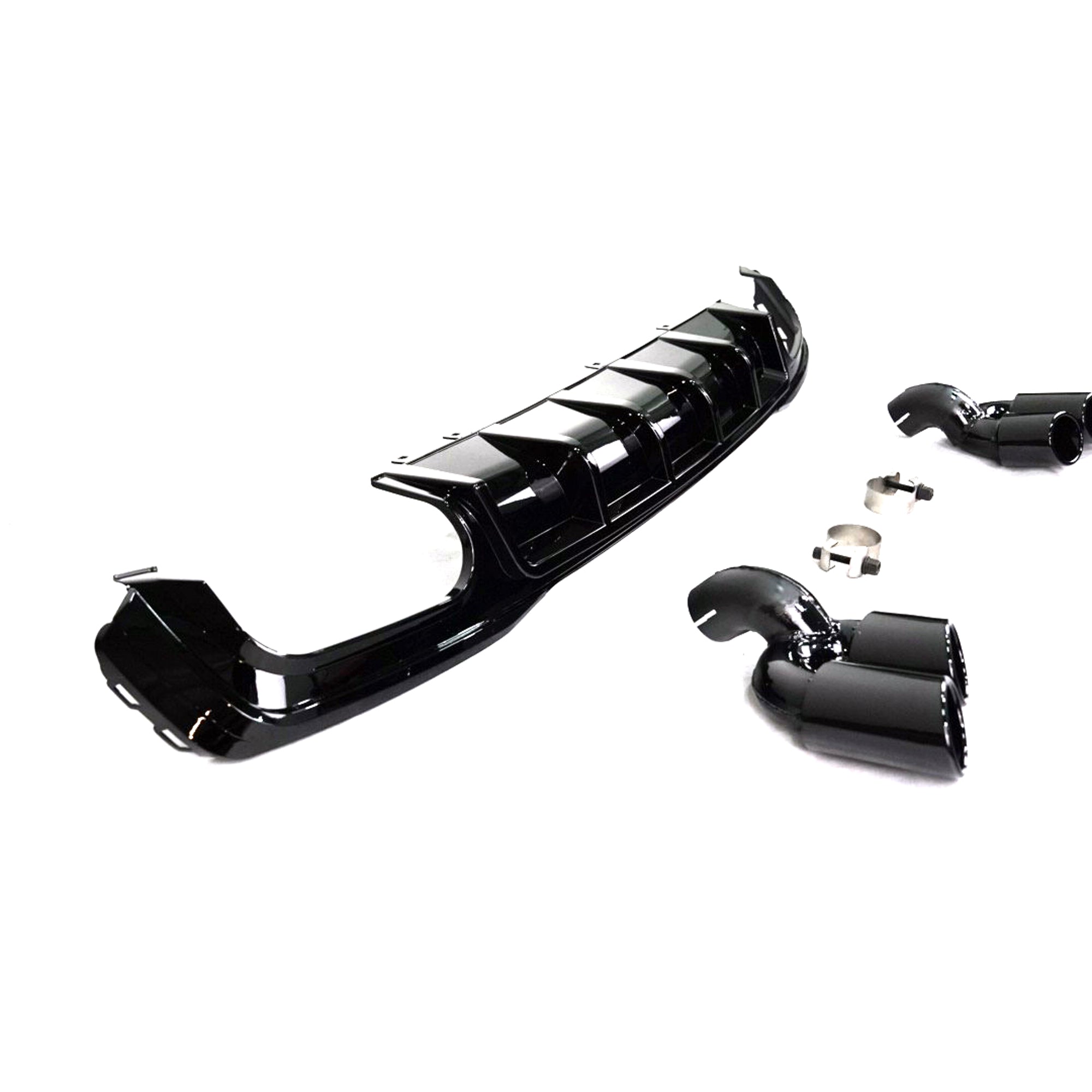 Gloss Black Rear Diffuser for Audi A7 C8 S line(with Black Exhaust Tips)(2019-2020)