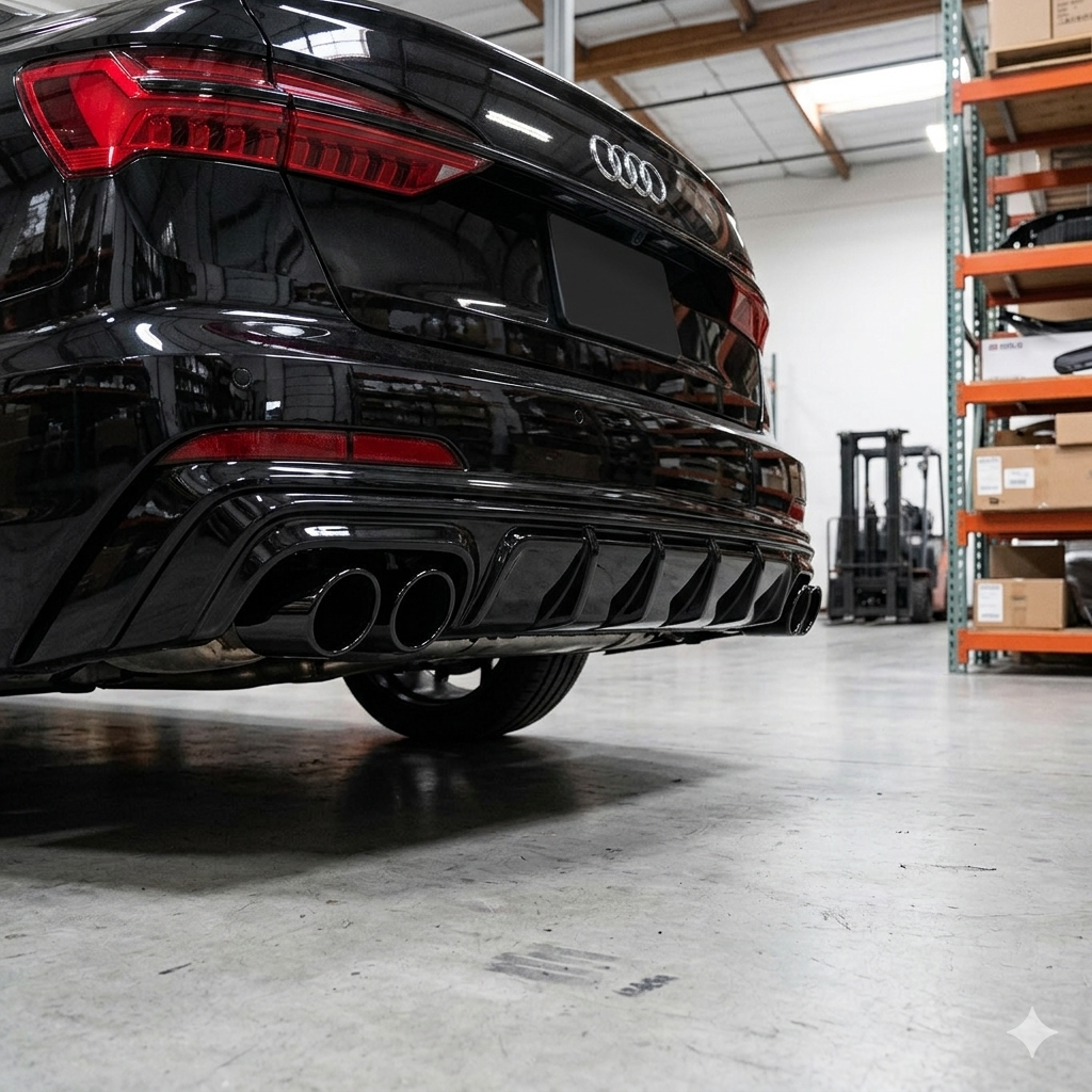 PP Rear Diffuser For Audi A6 C8(with Black Exhaust Tips)(2020-2021)