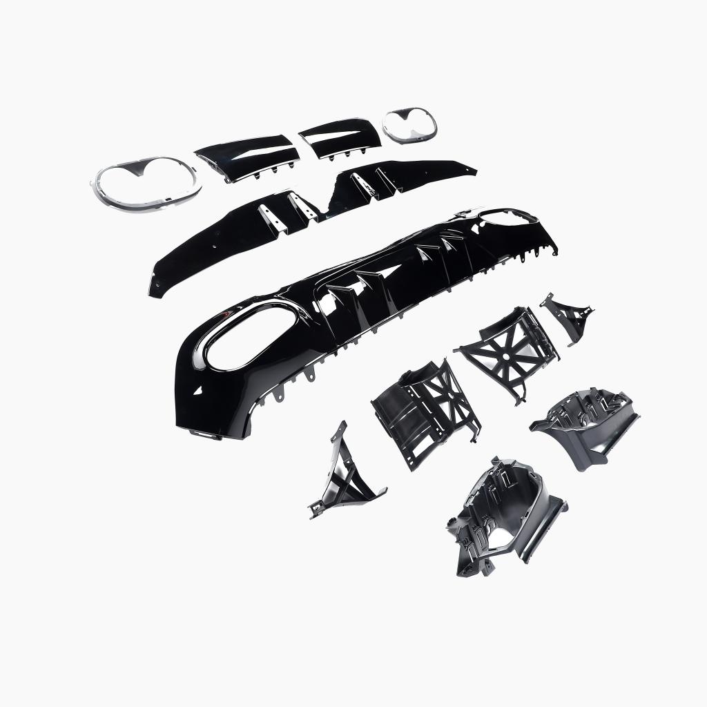 Gloss Black Rear Diffuser for MERCEDES-BENZ A45 AMG W177 Sedan side revew