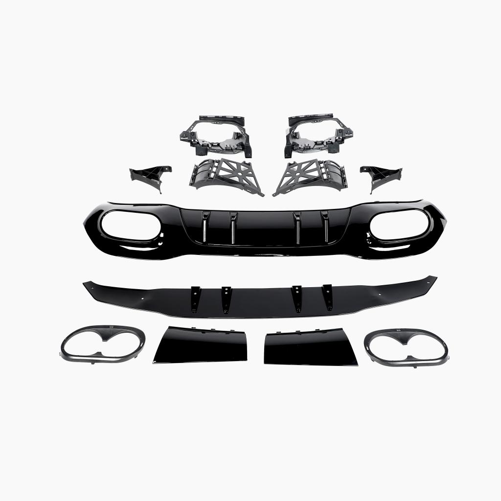 Gloss Black Rear Diffuser for MERCEDES-BENZ A45 AMG W177 Sedan front view