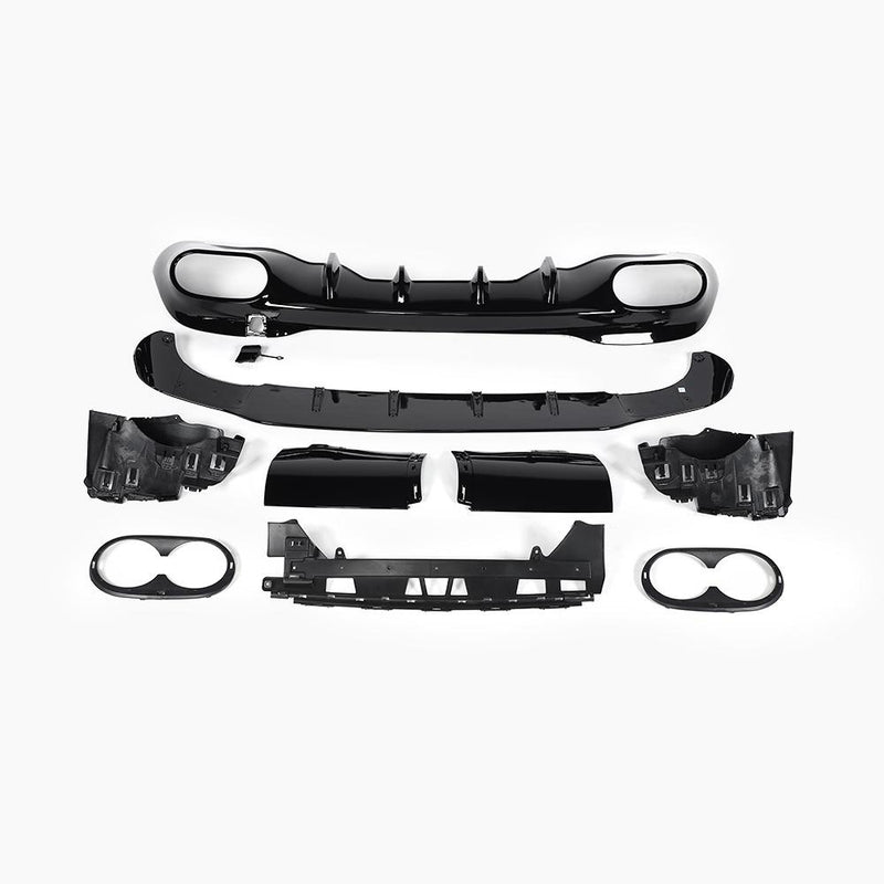 Gloss Black Rear Diffuser for MERCEDES-BENZ CLA 45 AMG C118 Wagon (2020+) front view
