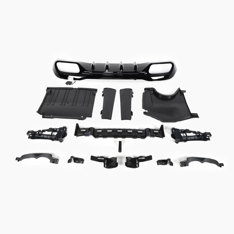 Gloss Black Mercedes Benz C-Class C43 AMG W206 Sedan (2022+) Rear Diffuser with Black Tail Pipe 