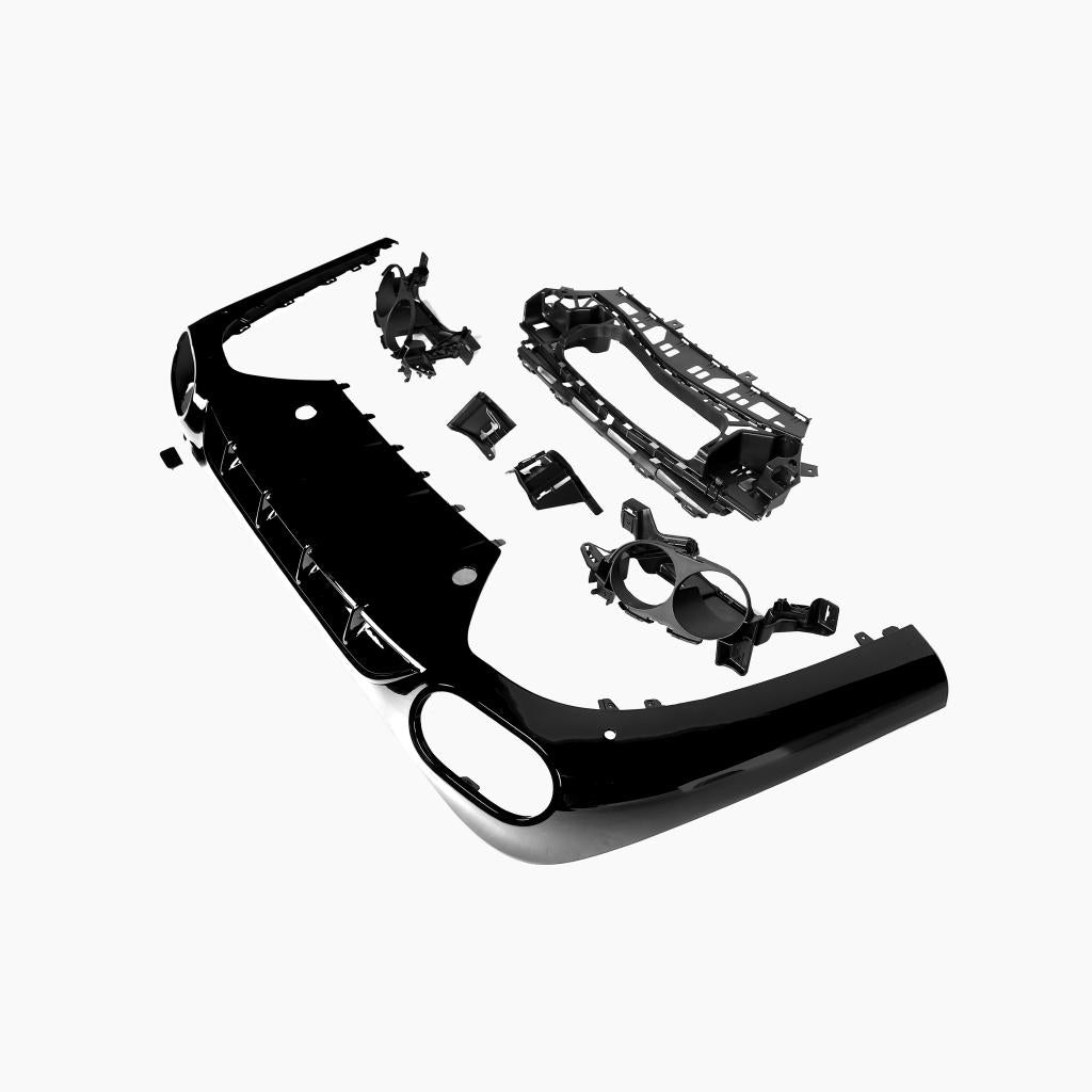 Gloss Black Rear Diffuser with Black Tail Pipe for MERCEDES-BENZ E-Class E53 W214 (2024+) side view