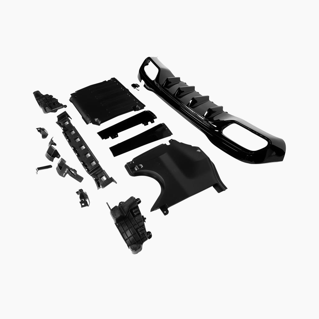 Gloss Black Rear Diffuser with Black Tips for MERCEDES-BENZ C63 AMG W206 Sedan (2023+) side view