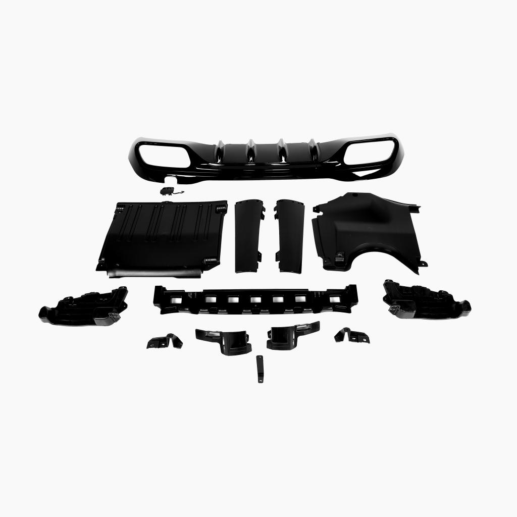 Gloss Black Rear Diffuser with Black Tips for MERCEDES-BENZ C63 AMG W206 Sedan (2023+) front view