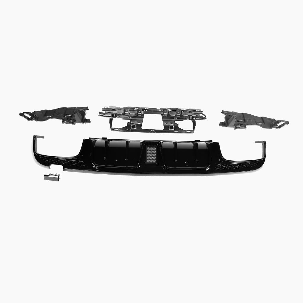 Gloss Black Rear Diffuser with LED for MERCEDES-BENZ AMG W205 Sedan (2015-2021) front view