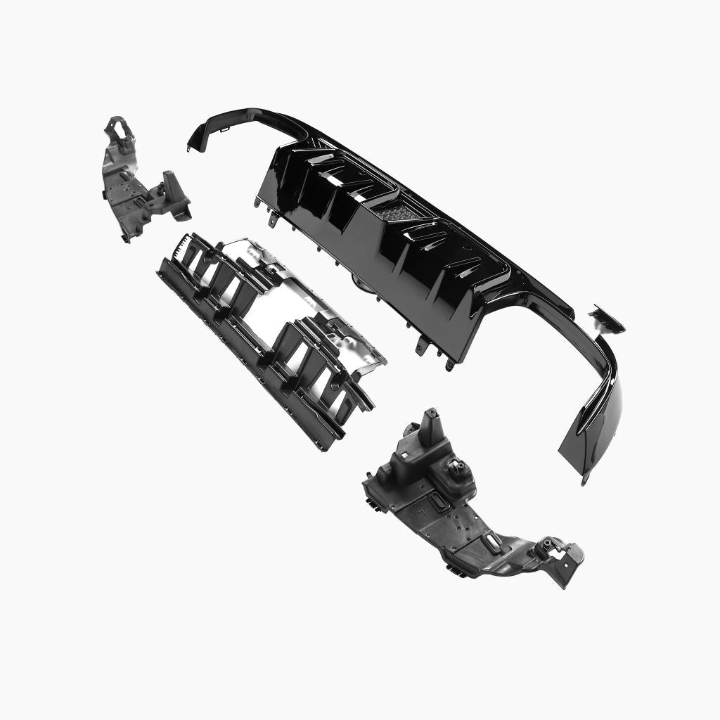 Gloss Black Rear Diffuser with LED for MERCEDES-BENZ AMG W205 Sedan (2015-2021) side iew